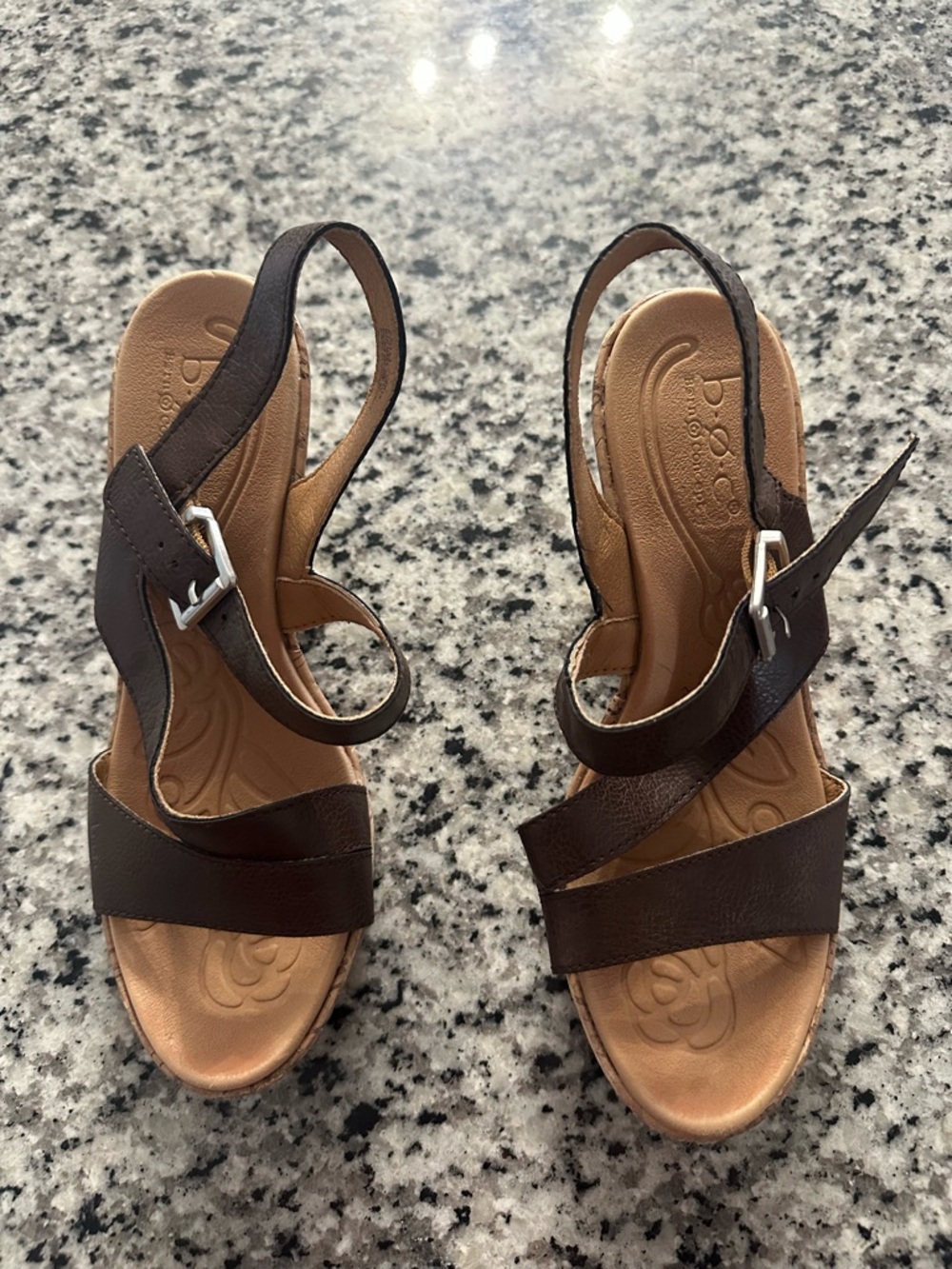 Comfort Strappy Wedge Sandals in Dark Brown